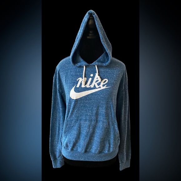 Nike Tops - Nike: Blue Sweatshirt Hoodie with White Logo